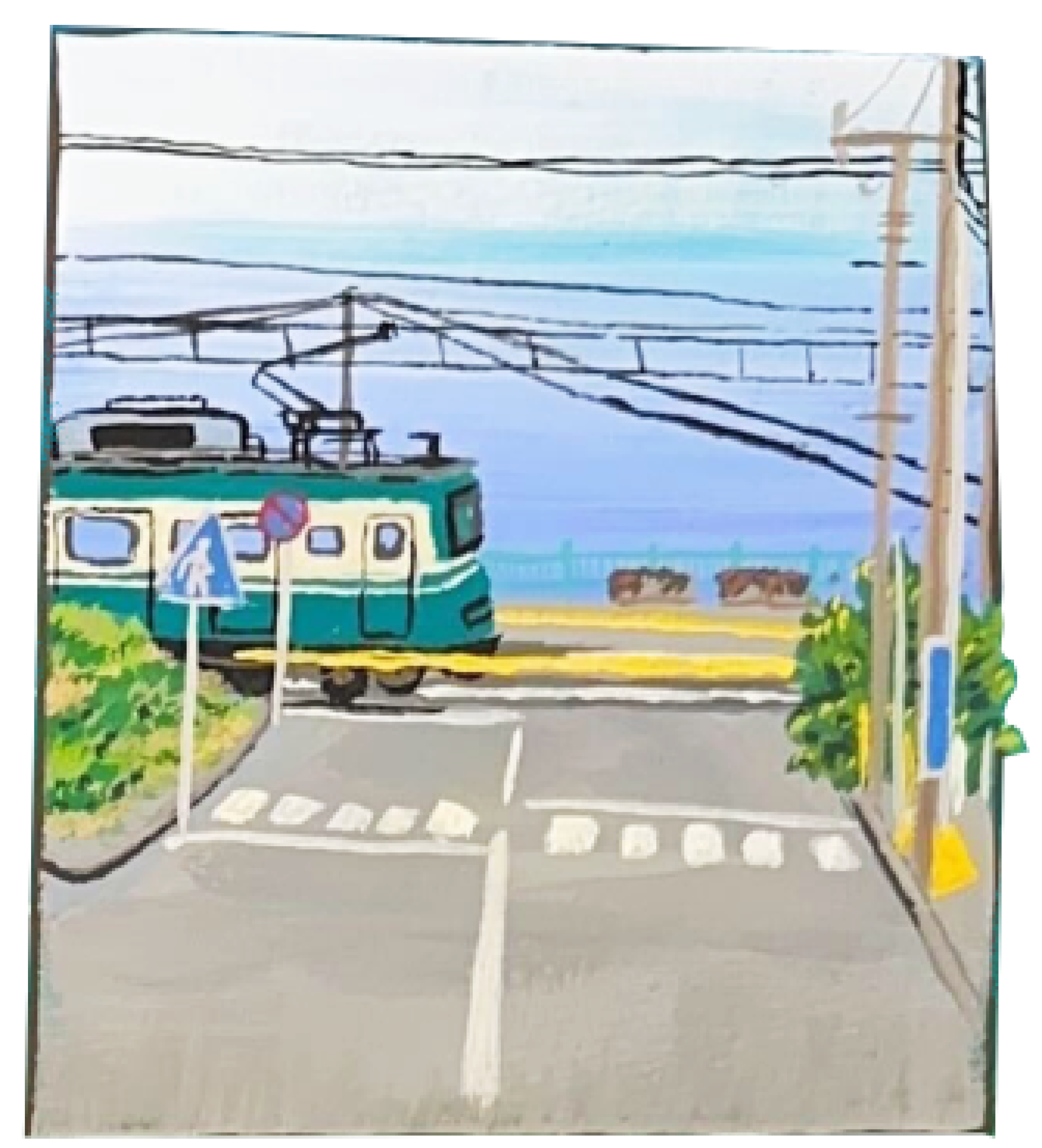 Train crossing a rail road crossing