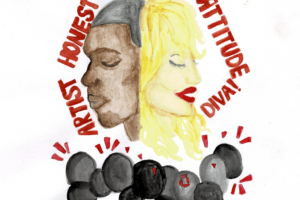 A woman celebrity being called a diva, juxtaposed with a man celebrity being praised.