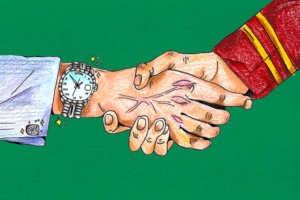 Two hands shaking each other.