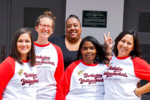 The Wellness Center staff, Melissa Virrueta, Rachel Krow-Boniske, Stacy Shoals, Yolanda
Clark-Brown, and Doreen Bracamontes show off the new BHS motto.