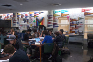 A group of students study in the College and Career Center.