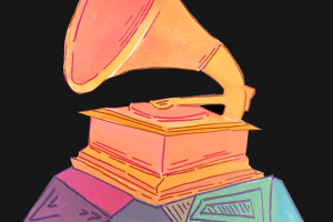 Illustration of a Grammy award.